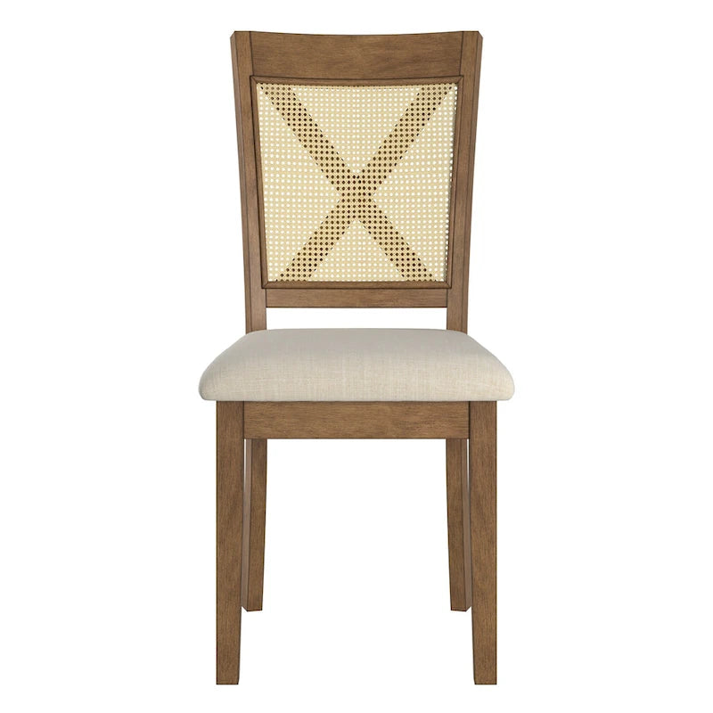 Sedia da pranzo Plaga X-Back con accento in rattan (set da 2) di iNSPIRE Q Classic - Sedia da pranzo