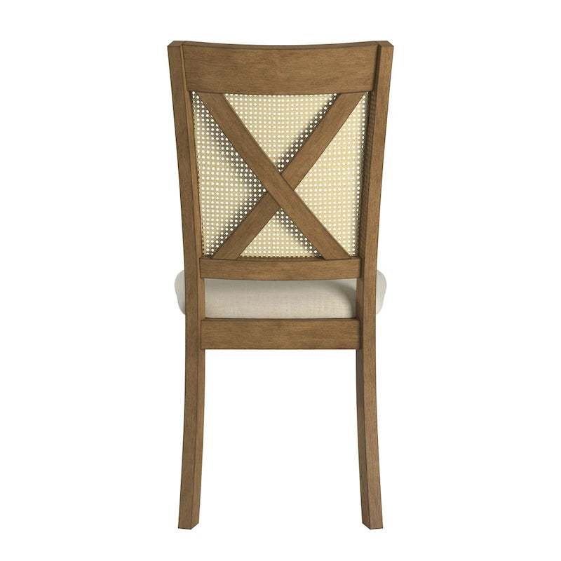 Sedia da pranzo Plaga X-Back con accento in rattan (set da 2) di iNSPIRE Q Classic - Sedia da pranzo