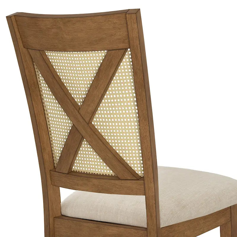 Sedia da pranzo Plaga X-Back con accento in rattan (set da 2) di iNSPIRE Q Classic - Sedia da pranzo