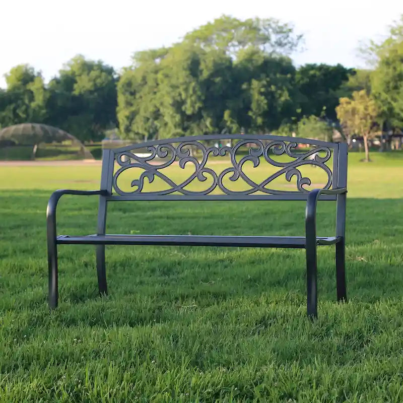 Panchina decorativa da esterno in ghisa - 34,25 A x 50 L x 23,62 P