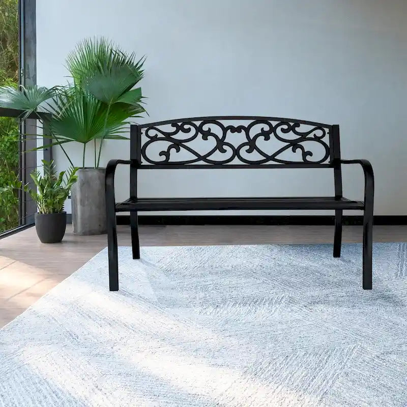 Panchina decorativa da esterno in ghisa - 34,25 A x 50 L x 23,62 P