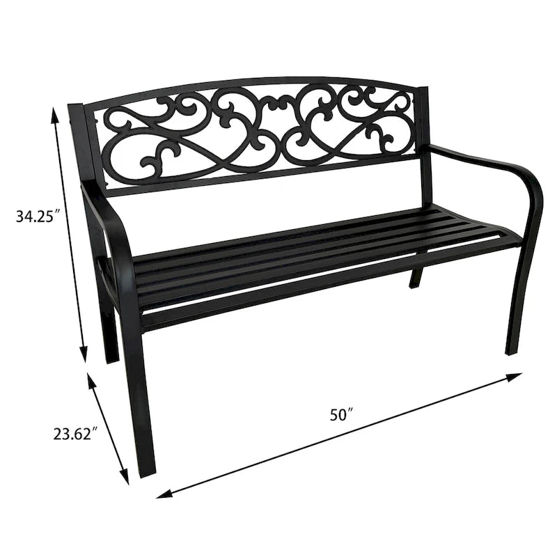 Panchina decorativa da esterno in ghisa - 34,25 A x 50 L x 23,62 P