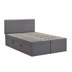 Letto a piattaforma imbottito di dimensioni standard con contenitore sottostante