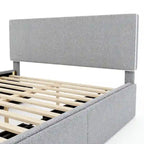 Letto imbottito con piattaforma, 4 cassetti e bordo dorato