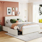 Letto imbottito con piattaforma, 4 cassetti e bordo dorato