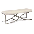 Set Camera da Letto in Legno Massello Mantalia Roundhill Furniture, Letto a Pannelli, Cassettiera, Specchio, 2 Comodini e Panca, Champagne