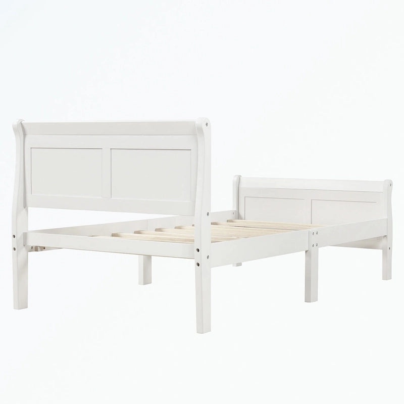 Letto a piattaforma in legno con testiera/pediera/supporto a doghe in legno