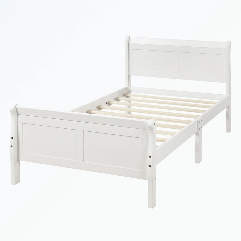 Letto a piattaforma in legno con testiera/pediera/supporto a doghe in legno