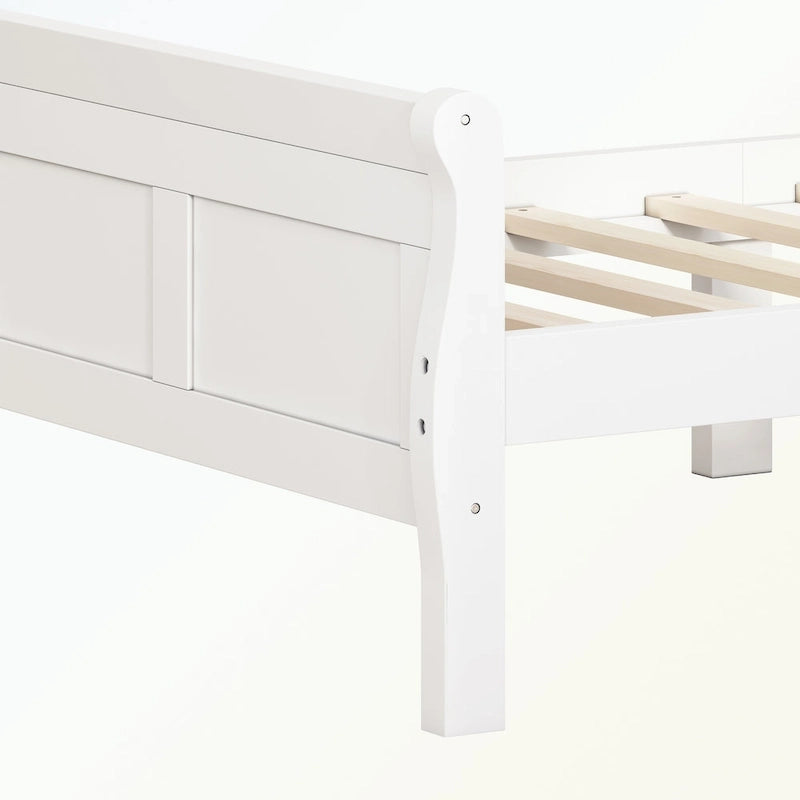 Letto a piattaforma in legno con testiera/pediera/supporto a doghe in legno