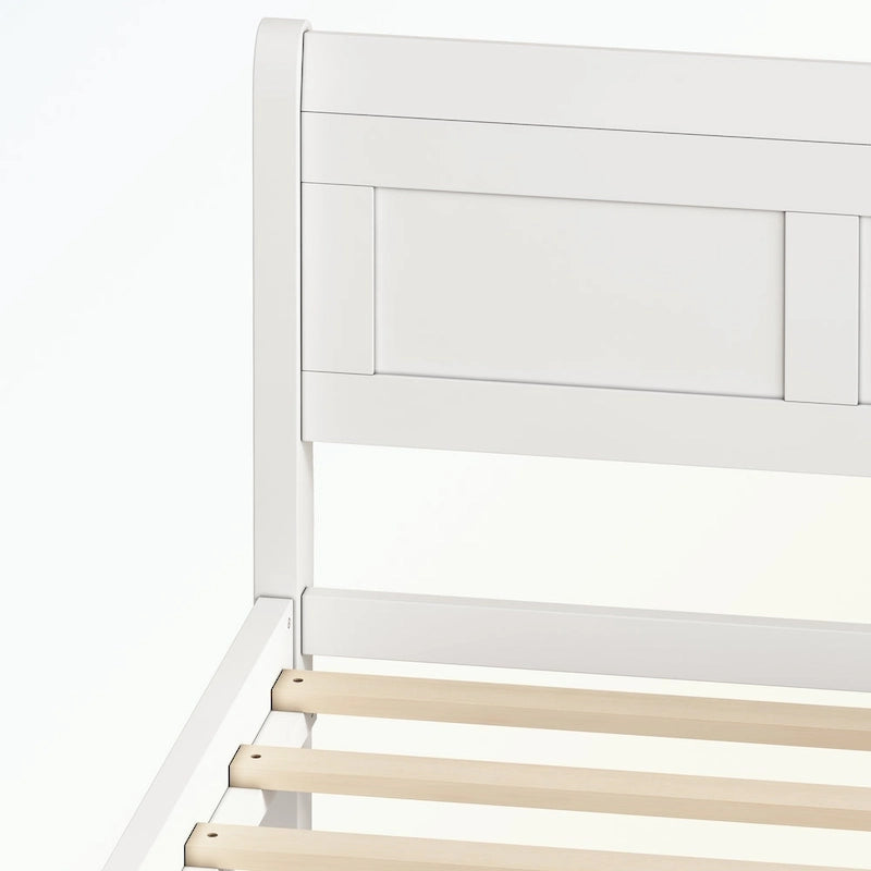 Letto a piattaforma in legno con testiera/pediera/supporto a doghe in legno