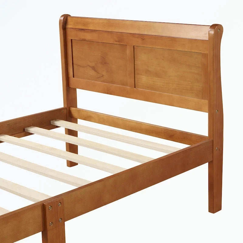 Letto a piattaforma in legno con testiera/pediera/supporto a doghe in legno