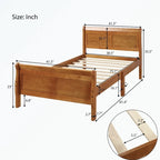 Letto a piattaforma in legno con testiera/pediera/supporto a doghe in legno