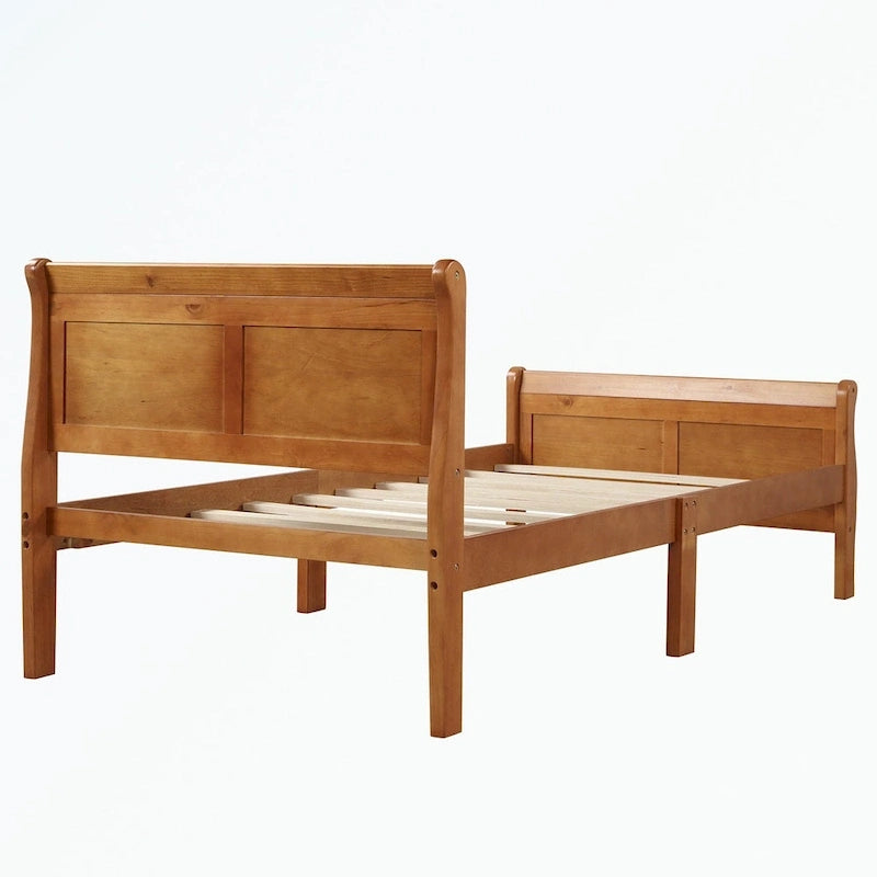 Letto a piattaforma in legno con testiera/pediera/supporto a doghe in legno