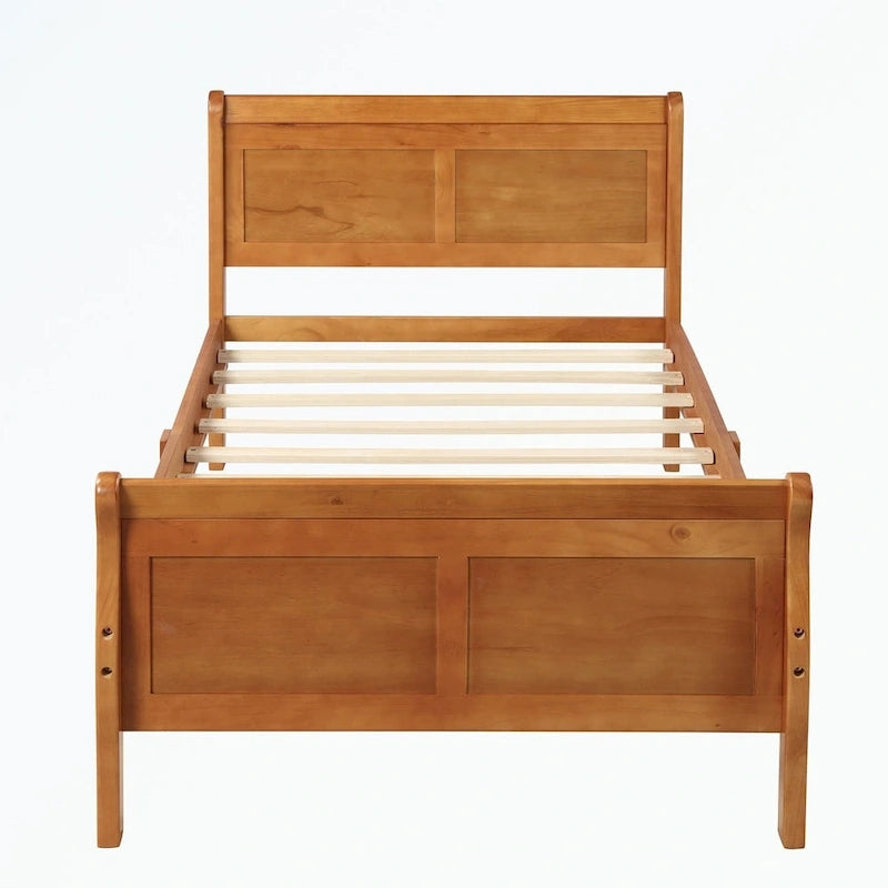Letto a piattaforma in legno con testiera/pediera/supporto a doghe in legno