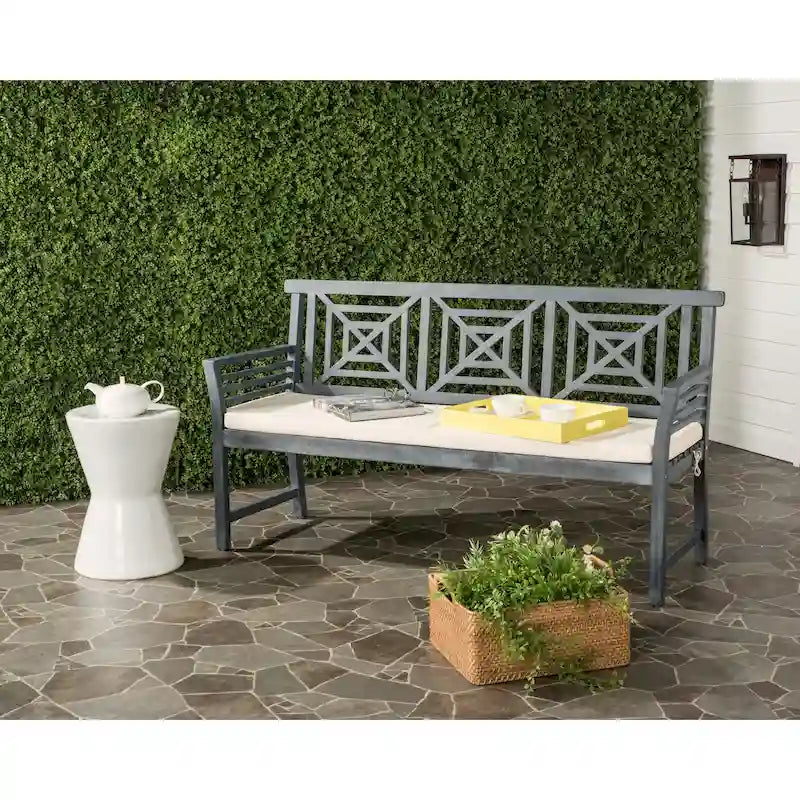 SAFAVIEH Panche a 3 posti da esterno Vessela Mar con cuscino - 22Wx63Dx34H