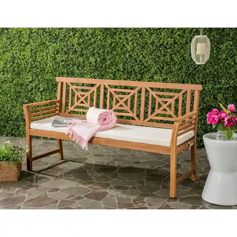 Banc 3 places SAFAVIEH Outdoor Vessela avec coussin - 22Wx63Dx34H