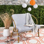 SAFAVIEH Skyla Herringbone Rattan Settee - 38.5 W x 24.5 D x 33.5 H - 39Wx25Dx34H