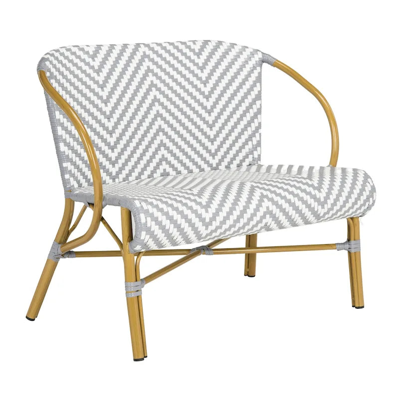 SAFAVIEH Skyla Divano a due posti in rattan con motivo a spina di pesce - 38,5 L x 24,5 P x 33,5 A - 39Lx25Px34A