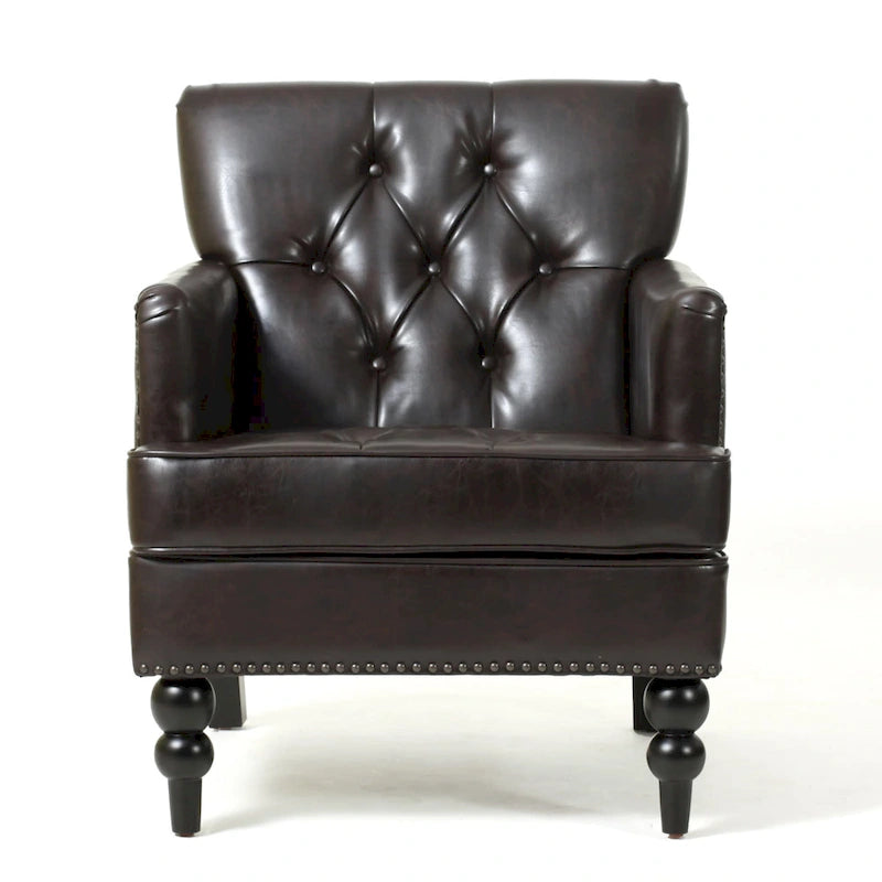 Poltrona a pozzetto in pelle marrone Malone di Christopher Knight Home