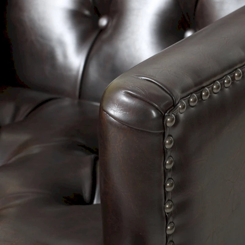 Poltrona a pozzetto in pelle marrone Malone di Christopher Knight Home