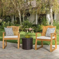 Set da conversazione da esterno a 3 pezzi in legno di acacia Avalon con tavolo rotondo in vimini di Christopher Knight Home