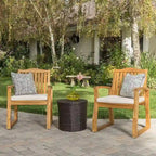 Set da conversazione da esterno a 3 pezzi in legno di acacia Avalon con tavolo rotondo in vimini di Christopher Knight Home