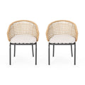 Poltrona club Arias in vimini da esterno con cuscino (set da 2) di Christopher Knight Home