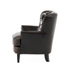 Poltrona Chesterfield in pelle marrone oversize "Tafton" di Christopher Knight Home