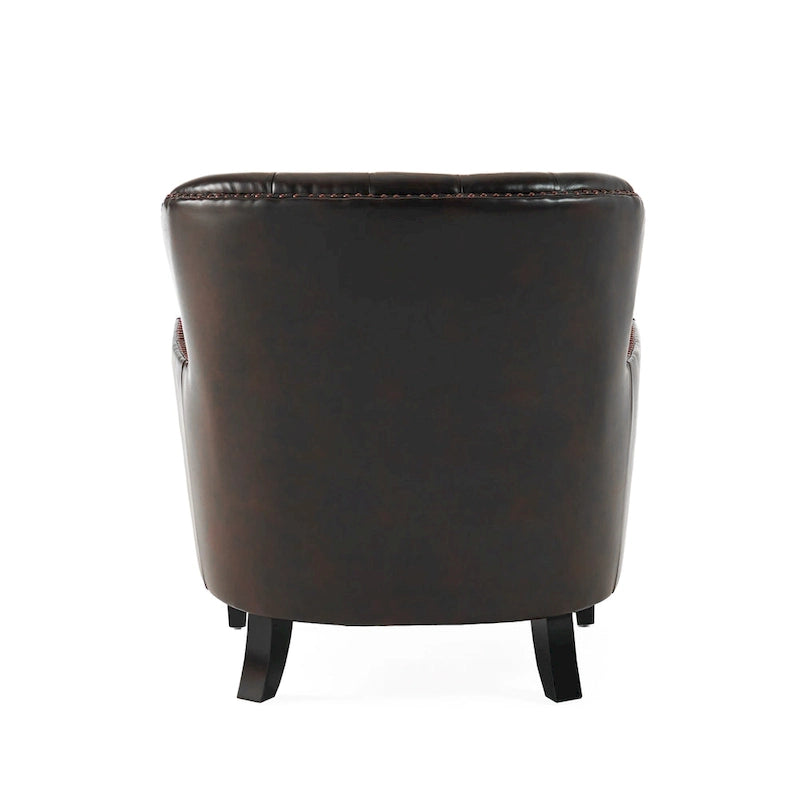 Poltrona Chesterfield in pelle marrone oversize "Tafton" di Christopher Knight Home