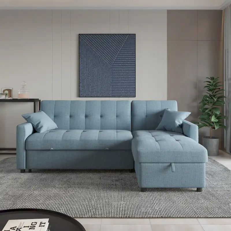 Divano letto e chaise longue reversibili ampi 82"