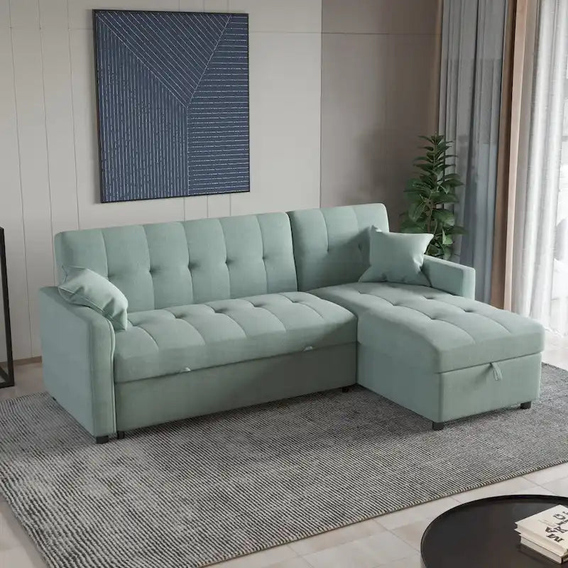 Divano letto e chaise longue reversibili ampi 82"
