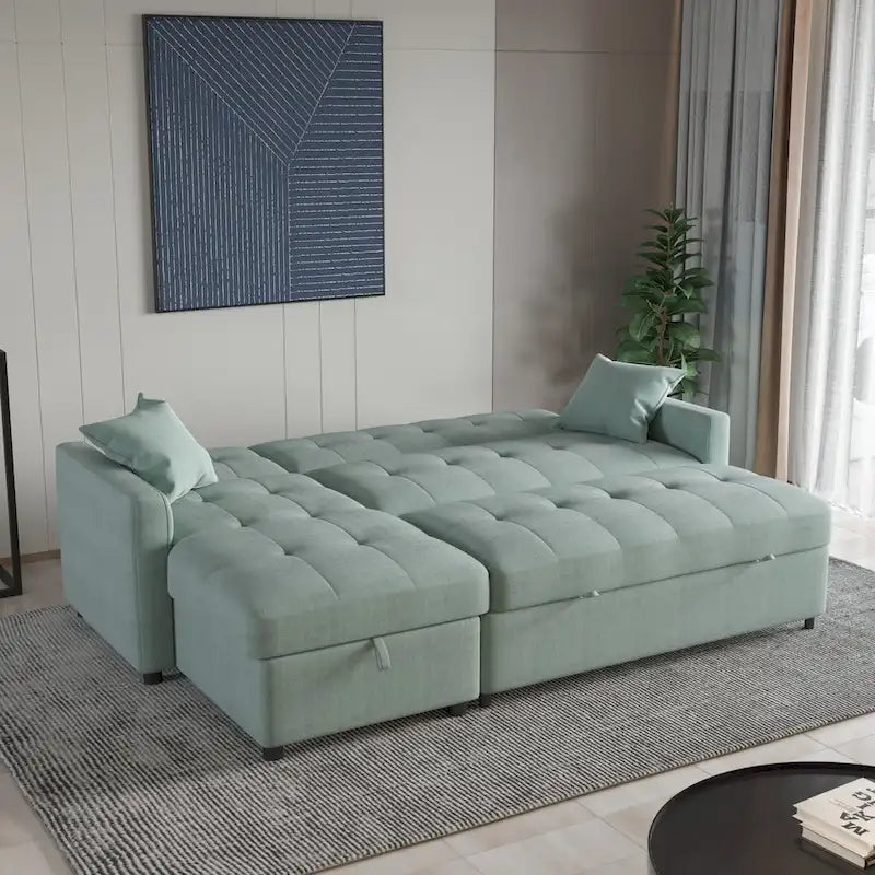 Divano letto e chaise longue reversibili ampi 82"