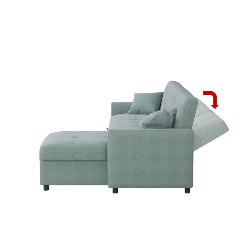 Divano letto e chaise longue reversibili ampi 82"