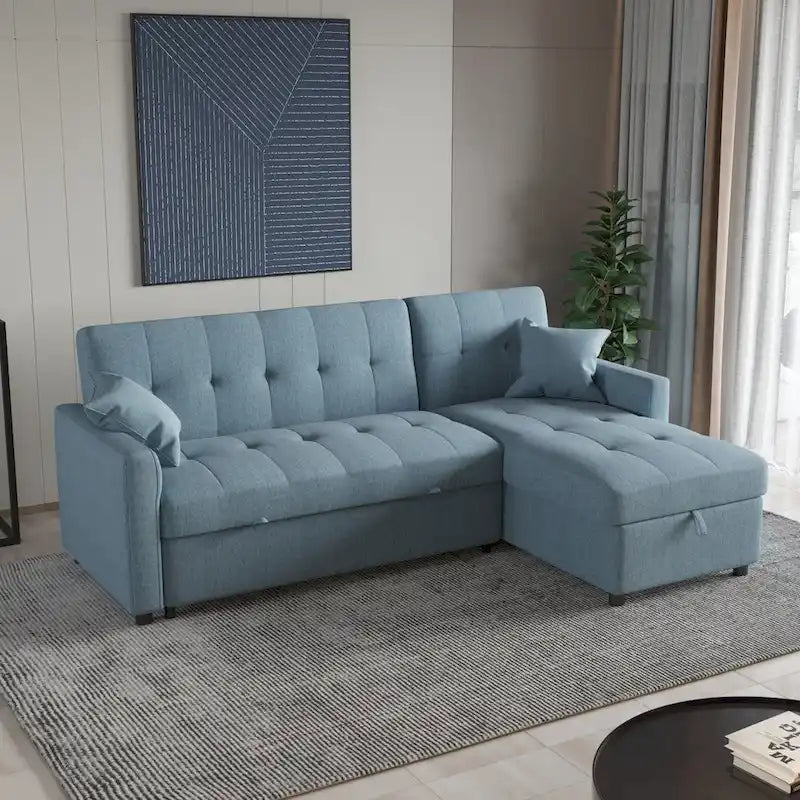 Divano letto e chaise longue reversibili ampi 82"