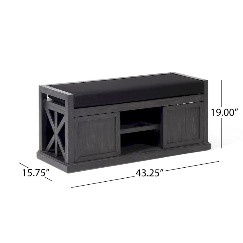 Panca contenitore Cantebella moderna in legno di acacia con cuscino di Christopher Knight Home