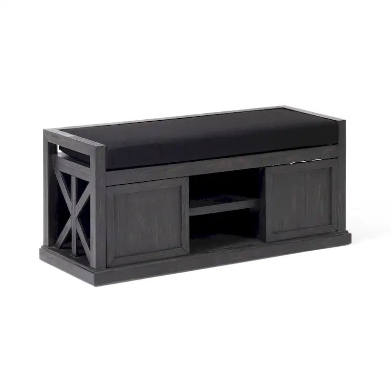 Panca contenitore Cantebella moderna in legno di acacia con cuscino di Christopher Knight Home