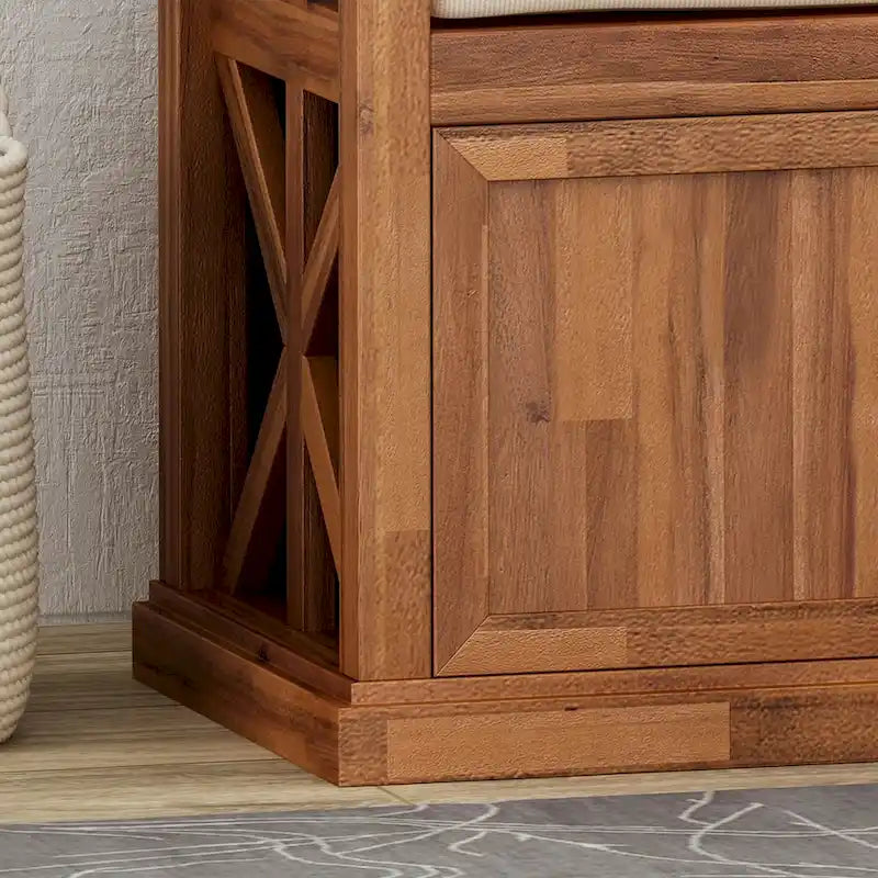 Panca contenitore Cantebella moderna in legno di acacia con cuscino di Christopher Knight Home