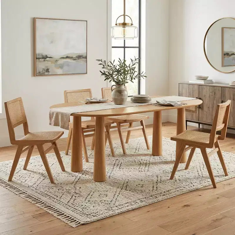 Tavolo da pranzo ovale in legno Dovelina 67 con 4 gambe, tavolo da cucina moderno per 6 persone