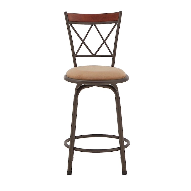Sgabelli Verona con finitura bronzo regolabili, schienale a X in metallo e legno, set da 3 pz di iNSPIRE Q Classic