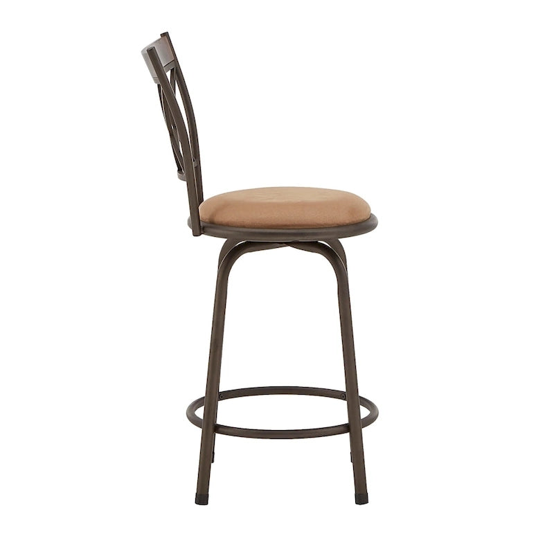 Sgabelli Verona con finitura bronzo regolabili, schienale a X in metallo e legno, set da 3 pz di iNSPIRE Q Classic