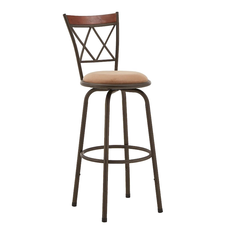 Sgabelli Verona con finitura bronzo regolabili, schienale a X in metallo e legno, set da 3 pz di iNSPIRE Q Classic