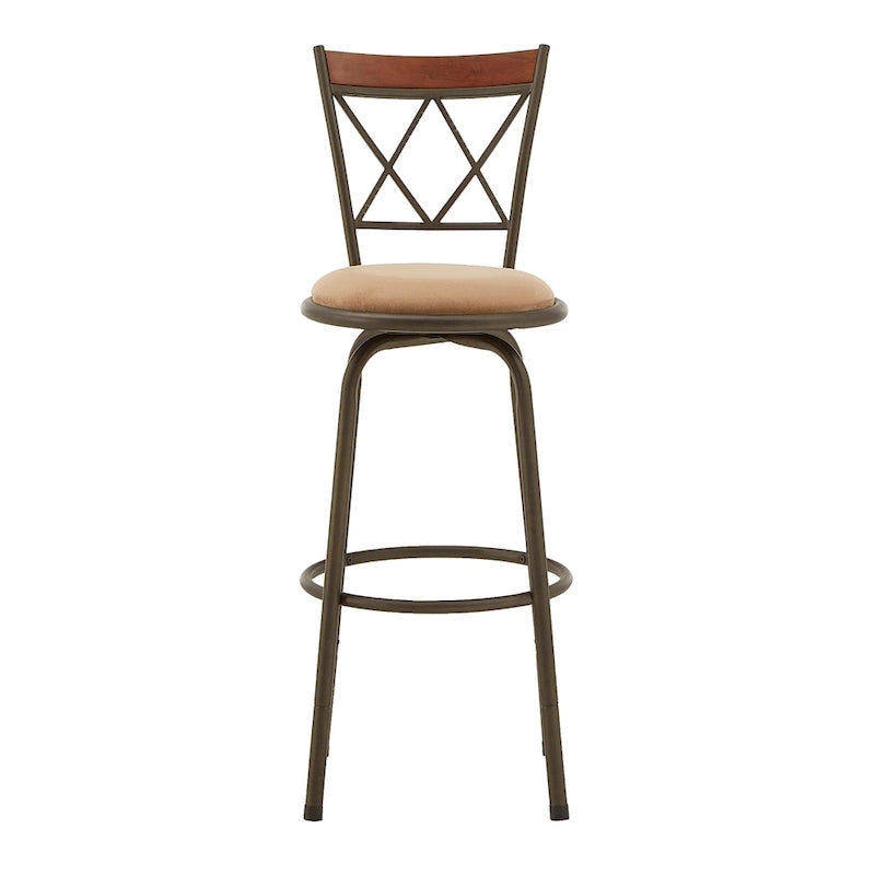 Sgabelli Verona con finitura bronzo regolabili, schienale a X in metallo e legno, set da 3 pz di iNSPIRE Q Classic
