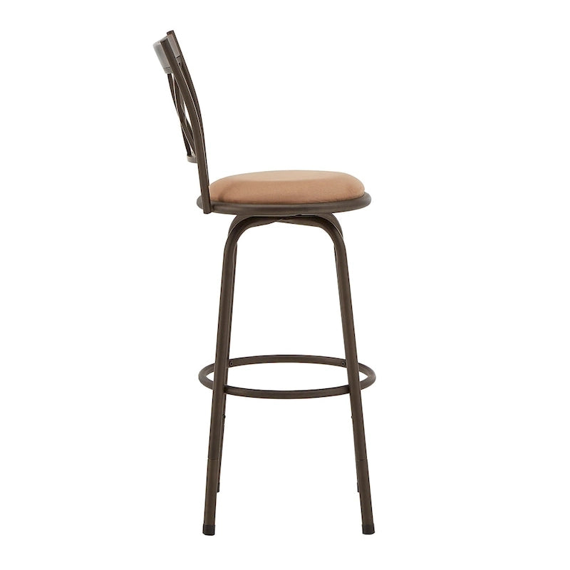 Sgabelli Verona con finitura bronzo regolabili, schienale a X in metallo e legno, set da 3 pz di iNSPIRE Q Classic