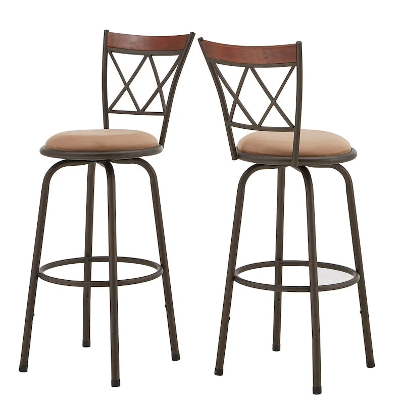 Sgabelli Verona con finitura bronzo regolabili, schienale a X in metallo e legno, set da 3 pz di iNSPIRE Q Classic