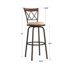 Sgabelli Verona con finitura bronzo regolabili, schienale a X in metallo e legno, set da 3 pz di iNSPIRE Q Classic