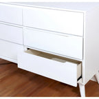 Comò Fopp a 6 cassetti e specchio, set 2 pezzi, stile moderno di metà secolo, di Furniture of America