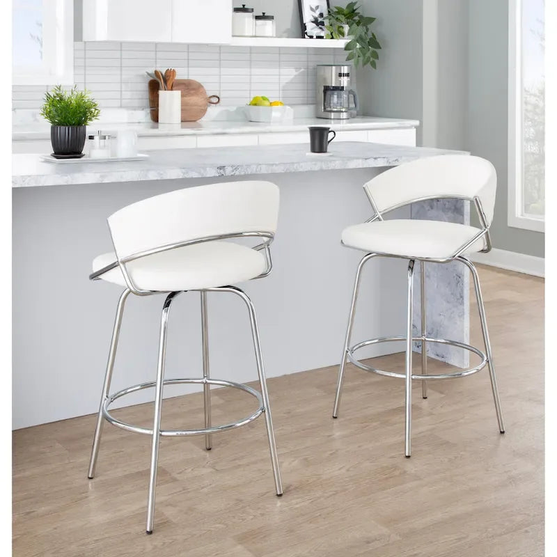 Silver Orchid Tatyana 26 sgabello da banco imbottito con gambe in metallo (set da 2)