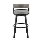 Sgabello da Bar Girevole Ella da Esterno Moderno da 30 Pollici, in Alluminio, Grigio, Nero