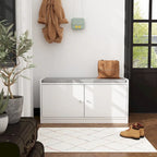 Panca Contenitore Bianca da 35.8W con Cassetti e Cuscino Imbottito