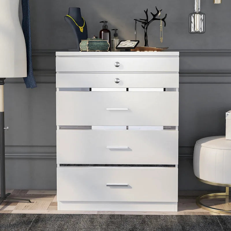 Armadio portagioie a 5 cassetti Mary Glam con feltro di Furniture of America